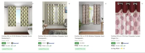 Image of Cortina Curtains Pack Of 2 starting at ₹99