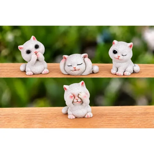 Image of Cortina Cute Cat Miniature Figurines (4 Pcs)