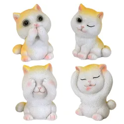 Cortina 4 Pcs White Yellow Cute cat Miniature Figurines Showpiece for Him/Her, Home Decor, Table, Car Dashboard, Bedroom,Cake Decoration Items | Birthday Return Gift, Festive Decor (Multicol...
