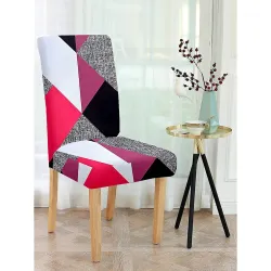 Cortina Dining Chair Slipcover | Anti Slip Chair Cover | Geometric Print, Removable, Easy Wash | Universal Fit Super Soft Stretchy Polyester Spandex | Living Room, Kitchen, Hall | Pack of 4,...