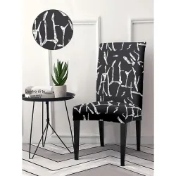 Cortina Dining Chair Slipcovers|Pack of 6|Protection Chair Covers|Removable, Washable|Universal Fit Super Soft Stretchy Polyester Spandex|Living Room, Kitchen, Party|Abstract|Black