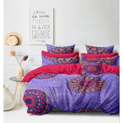 Cortina Double Bedsheet with 2 Pillow Covers | 144 TC Soft Brushed Microfiber - Breathable & Wrinkle Free - 3 Pcs Set, Pink-Purple