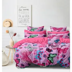 Cortina Double Bedsheet with 2 Pillow Covers | 144 TC Soft Brushed Microfiber - Breathable & Wrinkle Free - 3 Pcs Set, Pink