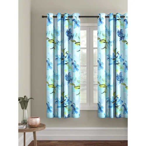 Image of Cortina Floral Light-Filtering Polyester Curtains 5 feet Long Set of 1 