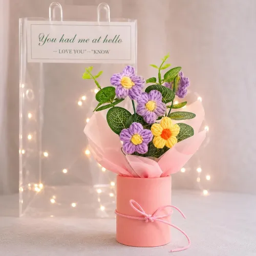 Image of Cortina Handmade Crochet Artificial Flowers with Light | Aesthetic Room Decor