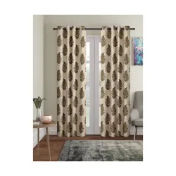 Cortina Leaf Light-Filtering Polyester Curtains 7 feet Set of 2 for Door [