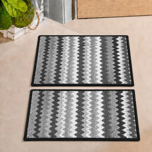 Image of Cortina Microfiber Striped Bath Mat - Pack of 2