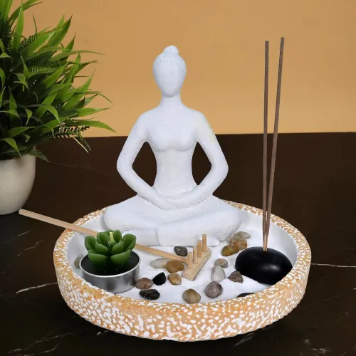 Image of Cortina Polystone Yoga Pose Figure with Incense Stick Holder (Set of 2)