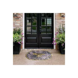 Cortina PVC Coil Anti-Slip Door Mat Waterproof Dust-Removing Floor Mat, Heavy Duty Easy to Clean Super Absorbent Doormat for Home Entrance Mat Hallway Living Room Rugs - Grey, Oval, 40X60 CM