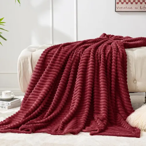 Image of Cortina Ribbed Fur Blanket Single Size -3D Ribbed Fur Soft and Warm Decorative