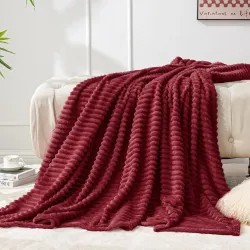 Cortina Ribbed Fur Blanket Single Size -3D Ribbed Fur Soft and Warm Decorative