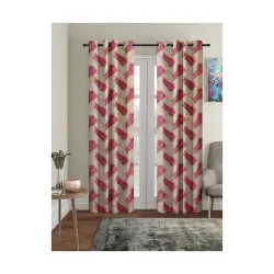 Cortina Semi-Sheer Leaf Design Door Curtain 7ft