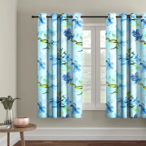 Image of Cortina Single Floral Printed Window Curtain