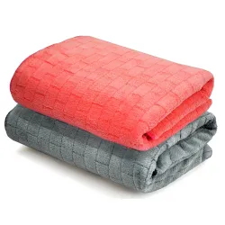Cortina Solid Towels for Bath Set of 2 (70 x 140 cm) 300 GSM Microfiber Bath Towels, Ultra Soft, Highly Absorbent & Quick Dry for Gym, Beach & Bathroom Towels for Men, Women & Kids (Grey/Mar...