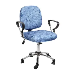 Cortina Polyester Solid Stretchable Elastic Removable Office Computer Rotating Chair Seat Cover Without Headrest (1, Blue), (NEW-CPCC-011-SO1)