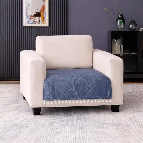 Image of Cortina Velvet Sofa Cover with Tassels