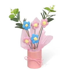 Cortina 1pcs Artificial Crochet Flower Bouquet /Artificial Flowers Bunch /Crochet Flowers Bouquet /Crochet Flowers /Flow
