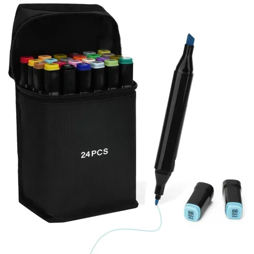 Image of Cosrlet 24-Color Dual Tip Alcohol Markers – Art & Sketch Set