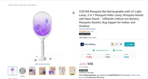 Image of COSTAR Mosquito Bat Rechargeable