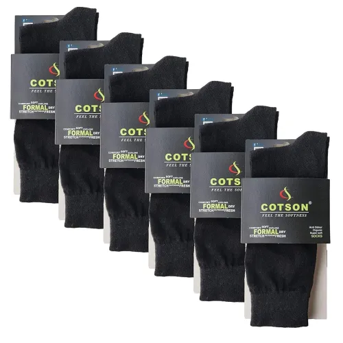 Image of Cotson Men's Organic Cotton Black Socks Pack of Six