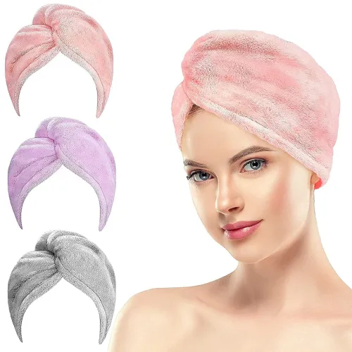 Image of Cotton Hair Drying Towel Wrap for Women – Quick Absorbent Magic Hair Towel Turban