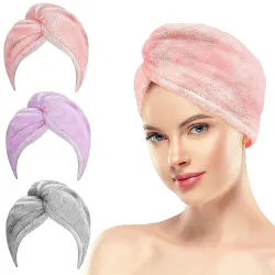 Cotton Hair Drying Towel Wrap for Women – Quick Absorbent Magic Hair Towel Turban