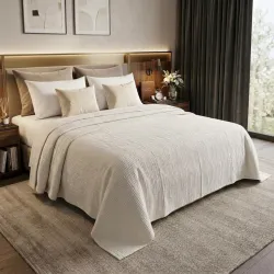 100% Cotton Muslin AC Blanket | 4 Layer Textured Breathable Summer Throw | Lightweight Blanket for AC Rooms
