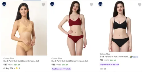 Image of Cotton Plus Lingerie Sets at minimum 93% Discount
