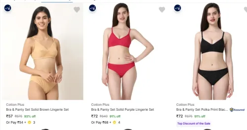 Image of Cotton Plus Lingerie Sets at minimum 93% Discount