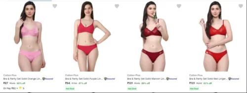 Image of Cotton Plus Lingerie Sets Starting From @ ₹87