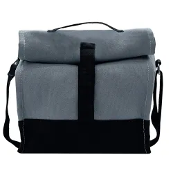 Cotton Sling Thermal Lunch Tiffin Bag with Bottle/Spoon/Holder, Separate Sauce and Tissue Pocket for Office, College for Men, Women and Kids (Smokey Grey)