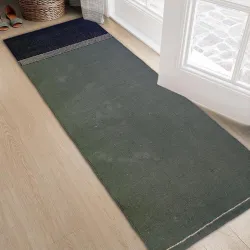 Hand Woven 100% Natural Cotton Rug Carpet Bed Side Runner for Bedroom, Living Room, Yoga Mat | 2x5 Feet, 60cm x 152cm (Green Yoga Runner)