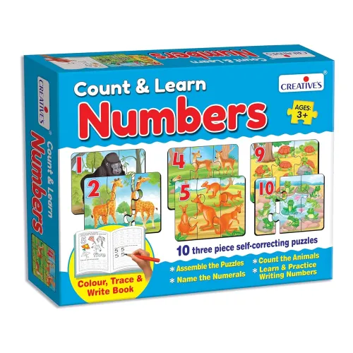 Image of Creatives Count & Learn Numbers | Educational Puzzles Game for Kids | 10 Self-Correcting Puzzles with Colour, Trace & Wr
