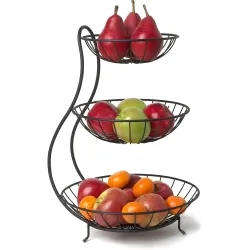 Counter Top 3-Tier Fruit & Vegetable Basket For Dining Table, Centre Table I Metal Fruit Bowl or Bread Basket Vegetables Storage Organizer Holder I Multi-Purpose Basket for Kitchen & Home, B...