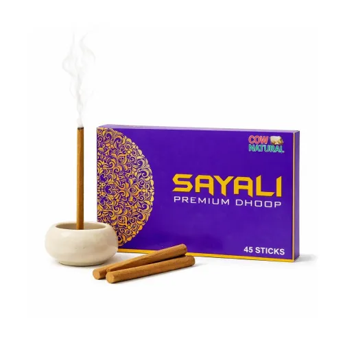 Image of CowNatural Sayali Premium Dhoop Sticks for Pooja and Havan Long Lasting Fragrance Dhoop Holder Inside No Charcoal Bamboo
