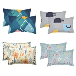 COZY FURNISH Super Soft Brushed Microfiber Cotton Pillow Covers, Set of 4 (Total 8 Pcs) Pillow Covers, 17X27(Inches) Super Soft and Breathable Envelope Closure Pillow Cases