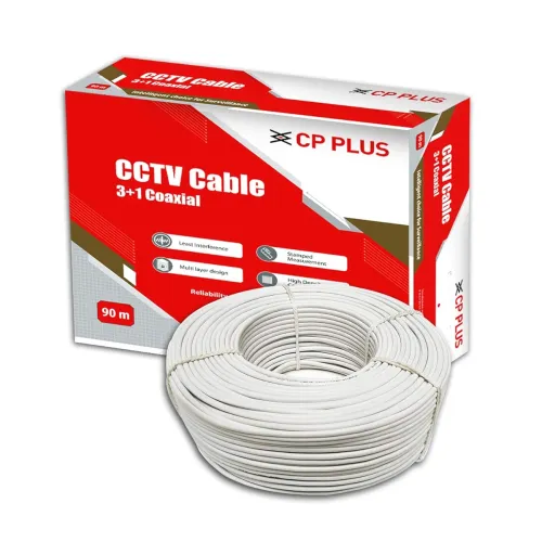 Image of CP PLUS 3+1 Coaxial Copper CCTV Cable 90m White