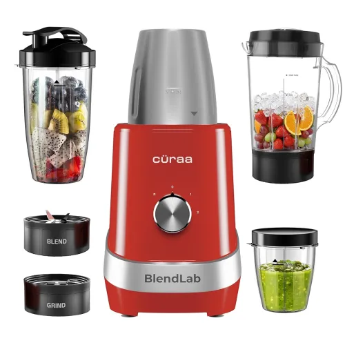 Image of Cüraa BlendLab Mixer Grinder for kitchen 4 Jars 100% Copper Motor Stainless Steel Jar for Spice Grinding & Chutneys Comp