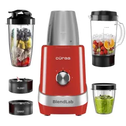 Cüraa BlendLab Mixer Grinder for kitchen 4 Jars 100% Copper Motor Stainless Steel Jar for Spice Grinding & Chutneys Comp