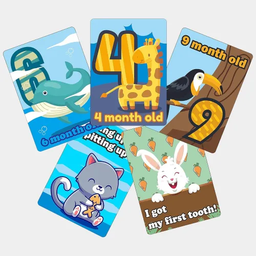 Image of Crackles Animals Theme Baby Milestone Cards 