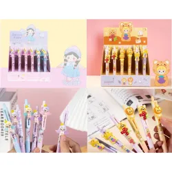 Crackles Cute Ball Points Pens for Students and Kids- Black Ink (Random Design Will be Sent,Pack of 6)