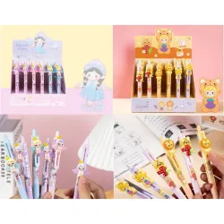 Crackles Cute Ball Points Pens for Students and Kids- Black Ink (Random Design will be Sent,Pack of 6)