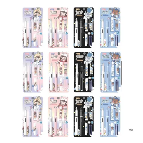 Image of Crackles Fountain Pen Set for Students Kids Pack of 12