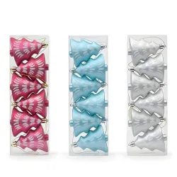 Crackles Matt Finish Christmas Tree Ornaments, Set of 6