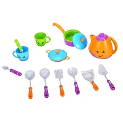 Crackles Pretend Play Solid Colour Tea Party Kitchen Play Set Toy with Teapot, Cups Pretend Play Cooking Set, Toy Pots N