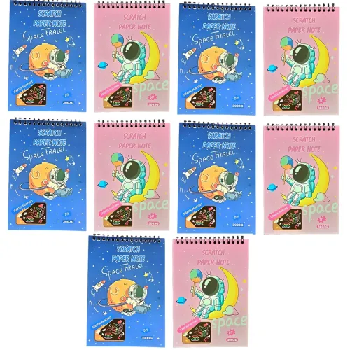 Image of Crackles Art Book for Kids, Cartoon Printed Scratch Art Note Pad with Wooden Stylus for Kids, Girls or Boys of All Age G