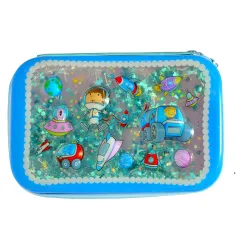 Crackles Stylish Embossed Space Themed Water Jelly Large Capacity Hardtop Pencil