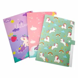 Crackles Unicorn File Folder with Button Lock – Pack of 2 Unicorn Theme Certificates Holder with 6 Layers, Office Docume