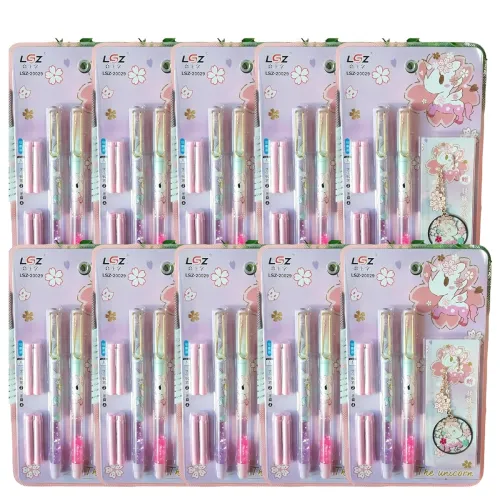 Image of Crackles Cute Unicorn Glittery Fountain Pen Set10