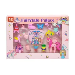 Crackles Unicorn Princess Fairy Tale Theme Fancy Puzzle Erasers for Kids, 15 Count, Pink Rubber, Toy, Shape, Puzzle Toy, School Supplies, Novelty Gift, Party Favors, Return Gifts